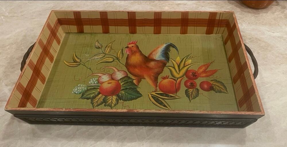 Decorative Rooster tray by Tracy Porter
